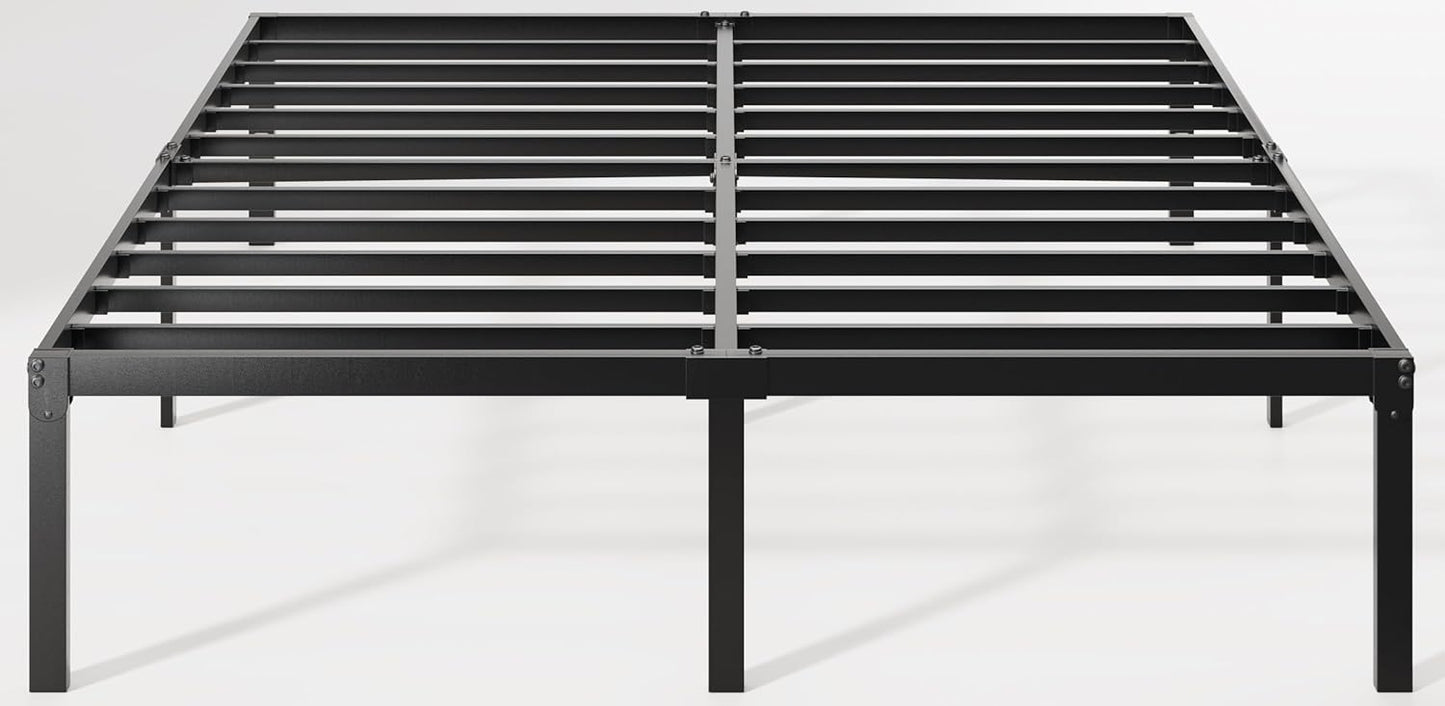Allewie Full Size Bed Frame - 14-Inch Metal Platform Bed with Storage | Easy Assembly, Black