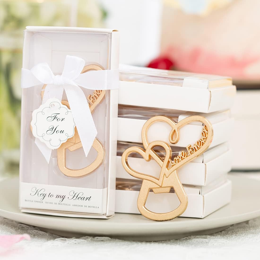 50 Packs New Love Forever Design Heart Shape Bottle Openers for Wedding Favors to Guests, Bridal Shower Party Gifts, Souvenirs or Decorations for Guests (heart design)