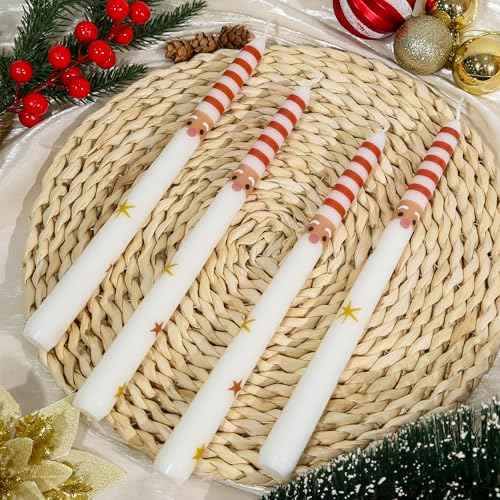 2 Pack Christmas Taper Candles, 10 Inch Unscented Candlesticks with Santa Claus Design for Table Centerpiece, Fireplace Mantel, Advent Wreath, Winter Wedding and Festive Home Decor