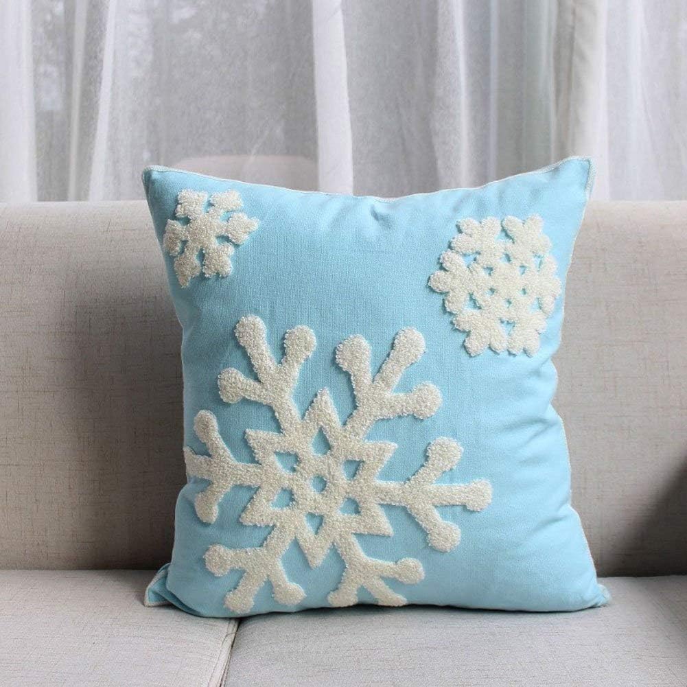 Christmas Snowflake Embroidered Throw Pillow Covers - 18x18 Cotton Linen, Set of 2