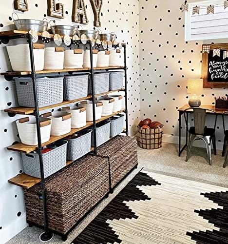 Industrial Pipe Wall Shelf Set - 14-Inch Deep DIY Open Bookshelf, Hanging & Standing Options, 2-Piece