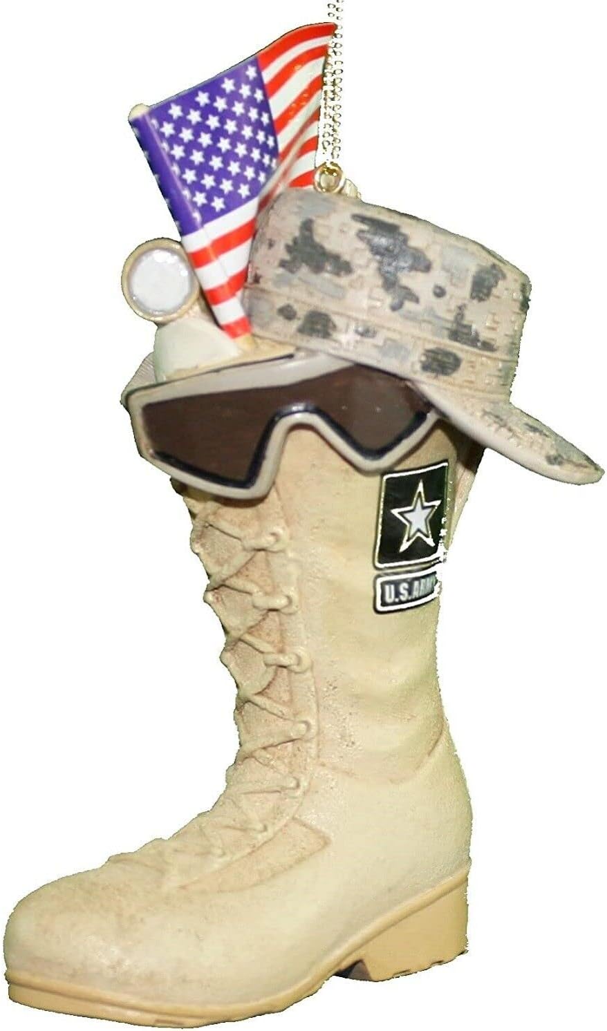 U.S. Army Christmas Ornament - USA Flag Boot with Military Icons