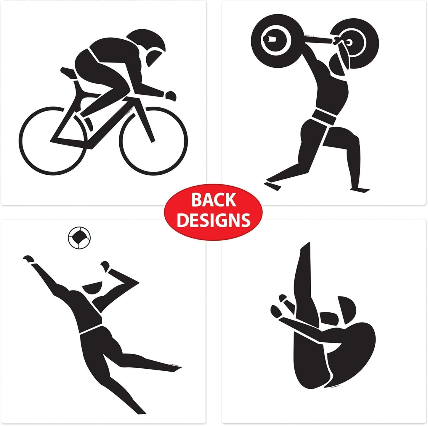 Softball Silhouettes Set - 8 Pieces, 9" to 12.5", Black & White Decor