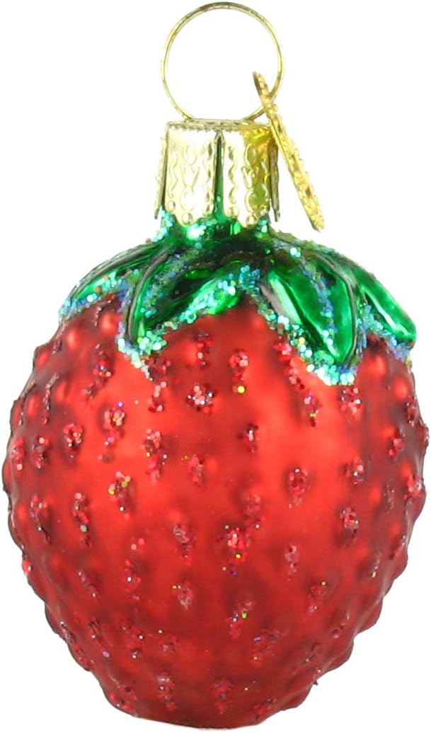 Chocolate Dipped Strawberry Glass Blown Christmas Ornaments - Old World Christmas (28116)