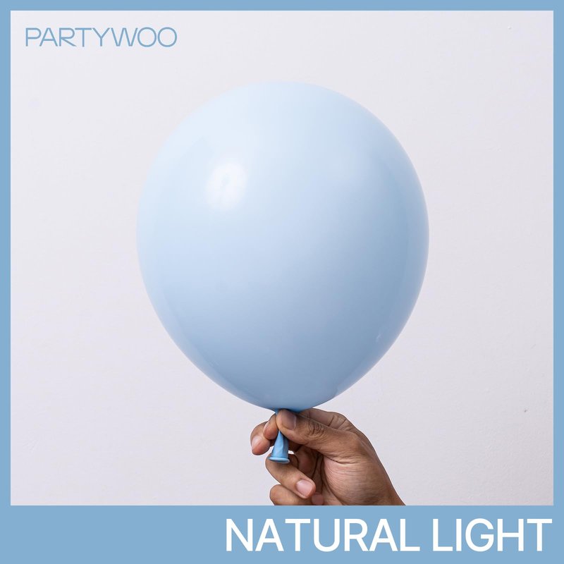 PartyWoo Baby Blue Balloons 100pcs Different Sizes of 18 12 10 5 Inch Light Pastel Sky Aqua Blue Balloon Arch Kit Garland for Graduation Baby Shower Gender Reveal Easter Party Decorations Blue-Q13