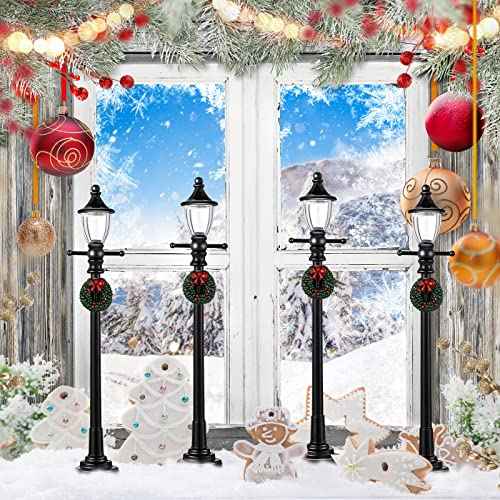 Honoson Christmas Village Accessories Christmas Mini Street Light Models Miniature Lamp Post Dollhouse Small Street Lamp, Age Over 12 Years(8 Pieces,Novel Style)