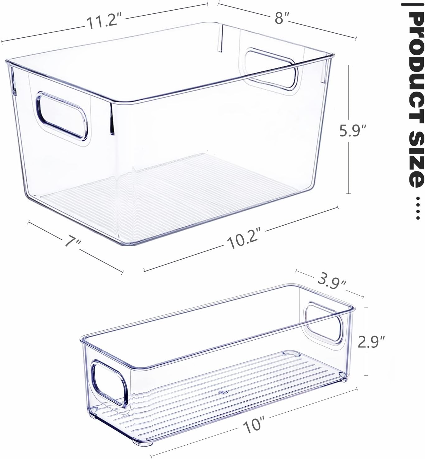 SKTEET Clear Plastic Storage Bins - Set of 8 Stackable Containers for Pantry & Kitchen Organization
