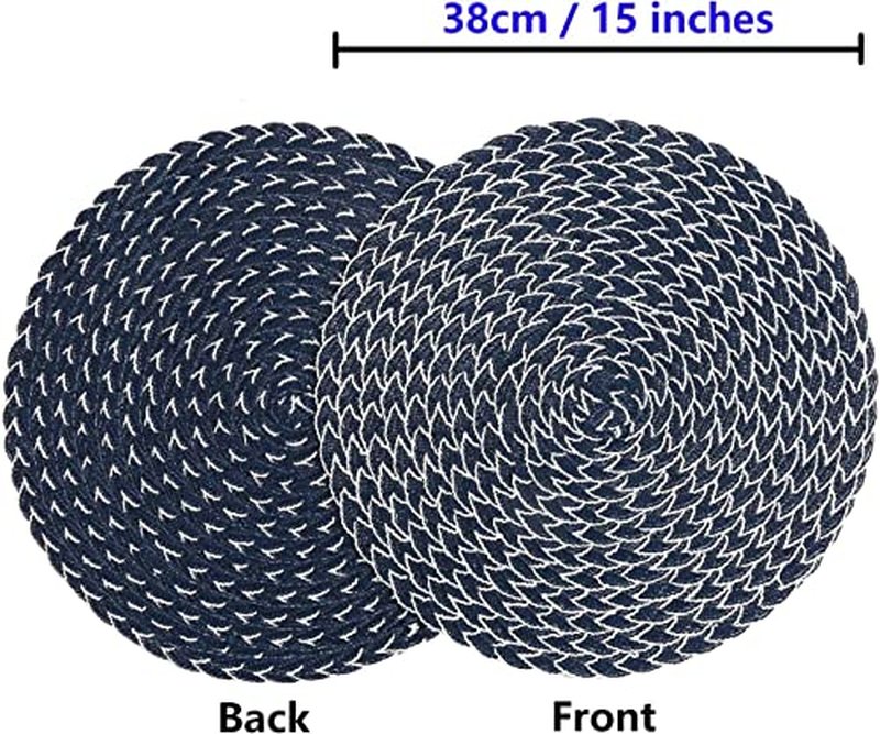 SHACOS Round Placemats Set of 8 Washable 15 inch Round Table Mats Braided Non Slip Fabric Place Mats for Dining Table Indoor Outdoor (Mixed Color Pea Green, 8)