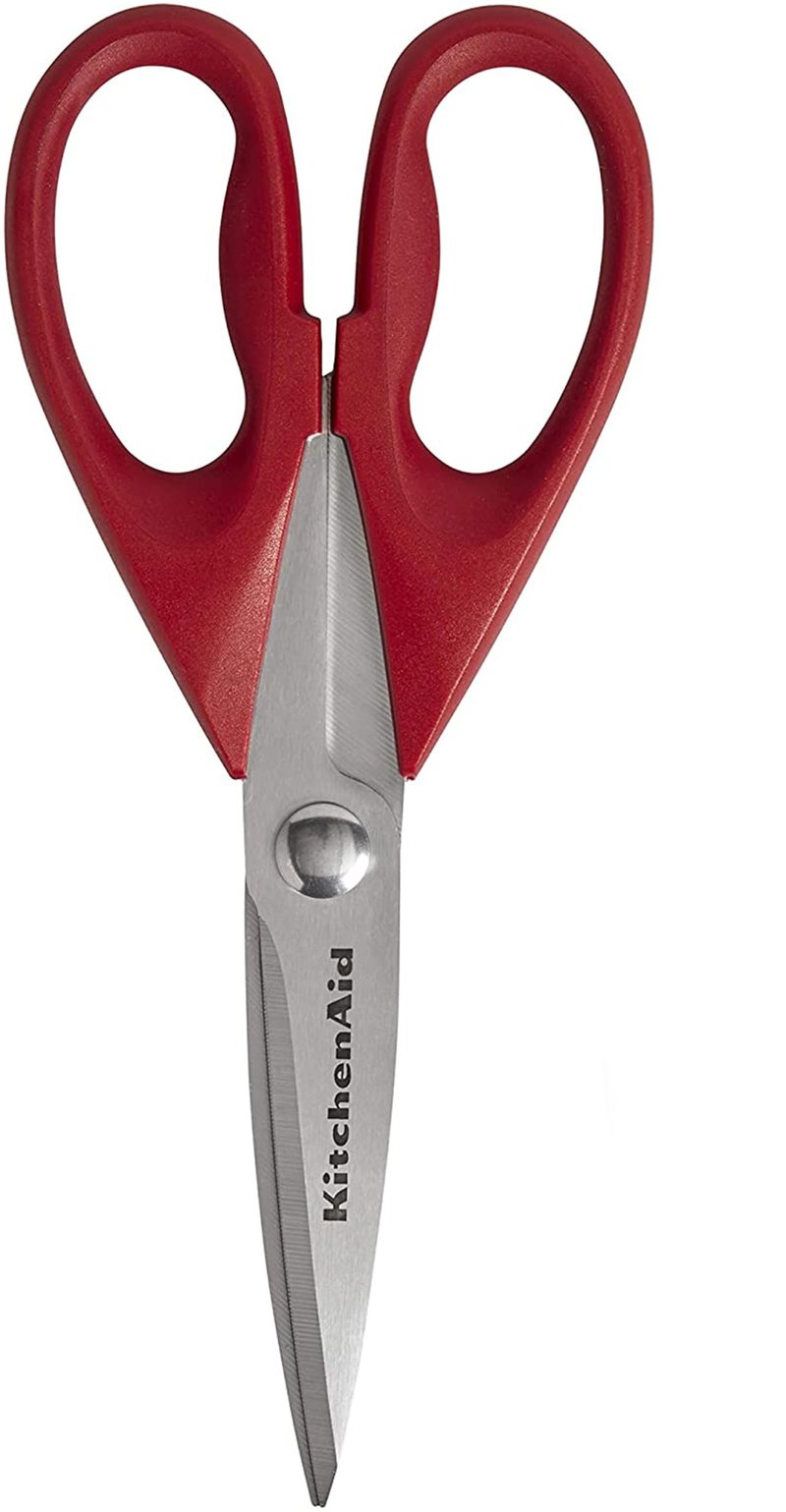 KitchenAid All Purpose Kitchen Shears with Protective Sheath Durable Stainless Steel Scissors, Dishwasher Safe, Soft Grip Comfort Handle, 8.72 Inch, Red
