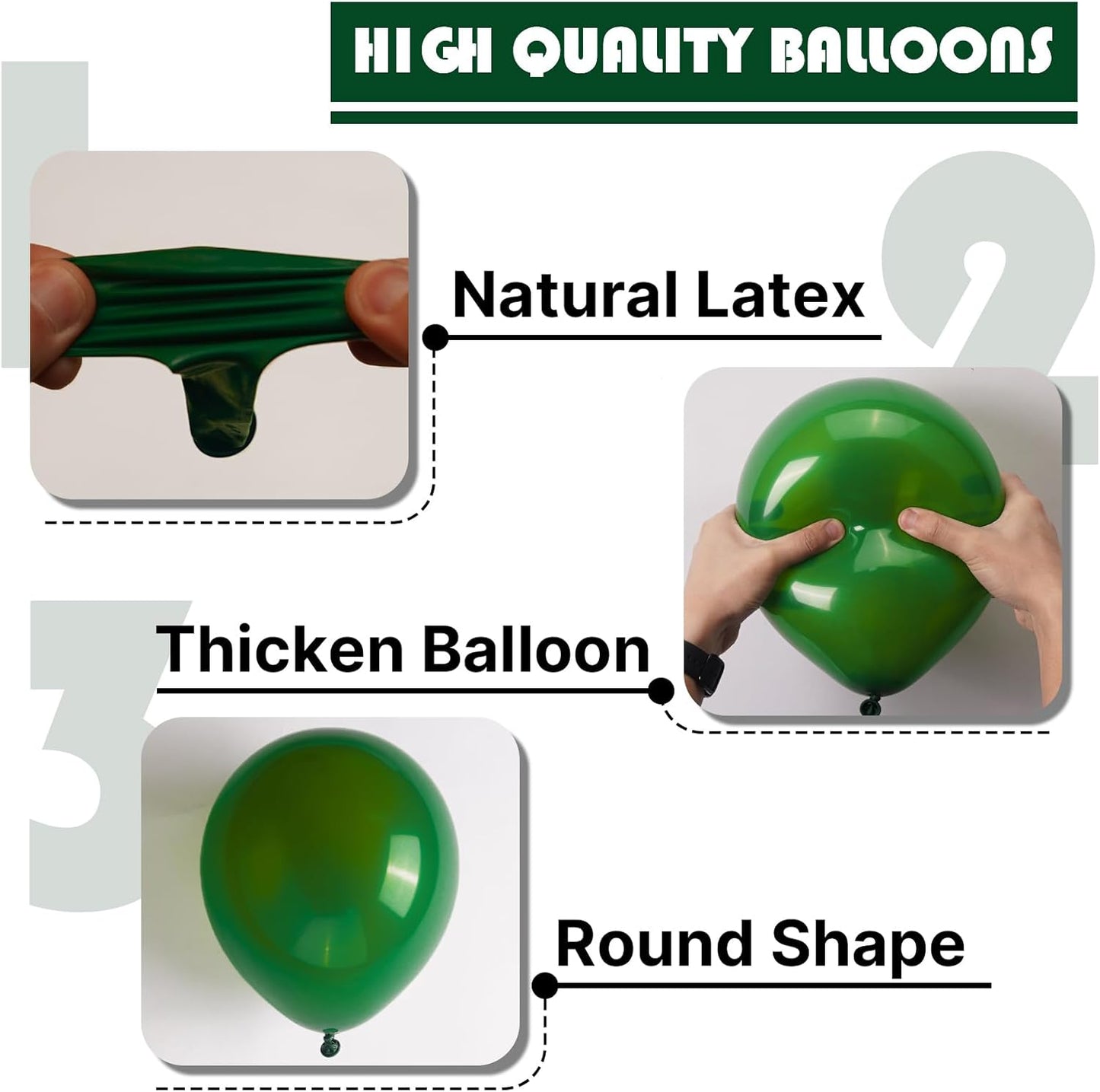 PartyWoo Dark Green Balloons - 101pcs 12 Inch Emerald Forest Green for Weddings & Celebrations