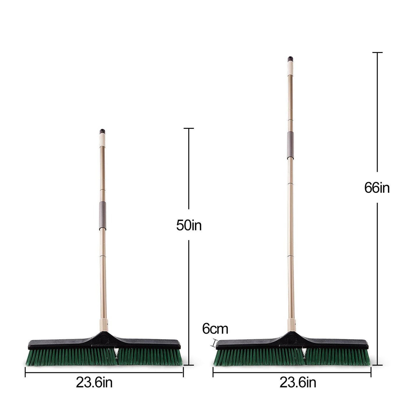 Eyliden Heavy Duty Push Broom 24" - Garage Sweeper Shop Brooms with 66" Long Handle, Outdoor Stiff Bristles Concrete Push Broom for Sidewalk Driveway Yard Patio Deck Warehouse Sweeping, Sweep Snow