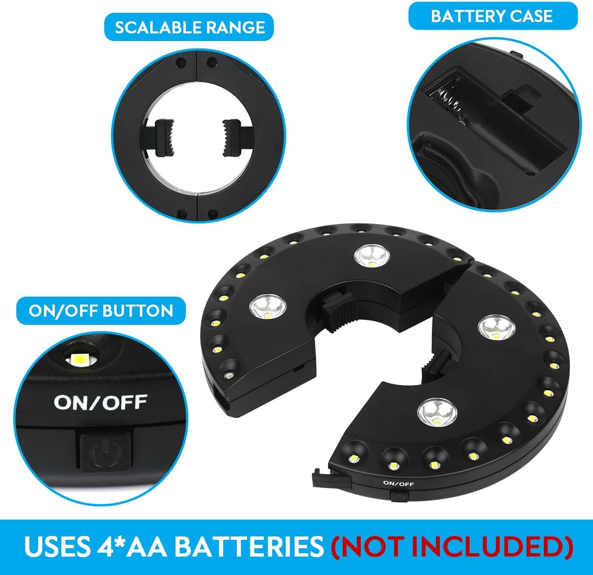 OYOCO Patio Umbrella Light - Cordless LED Lighting with 3 Brightness Modes | Fits 1.15"-2" Poles