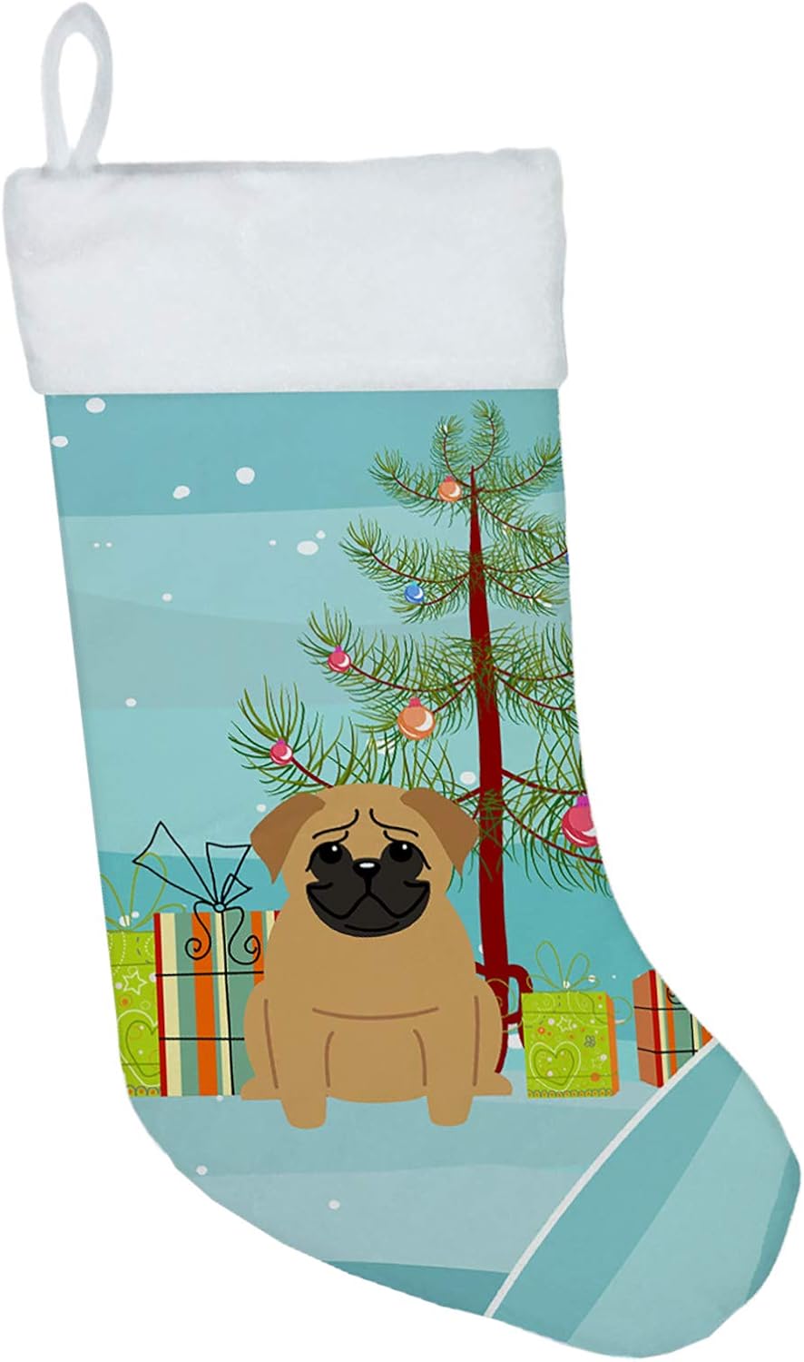 Merry Christmas Tree Dogue de Bordeaux Stocking - Festive Fireplace Decor for Holidays
