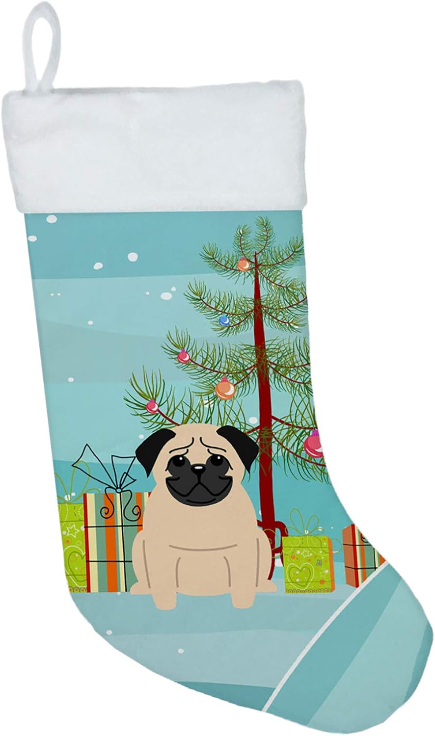 Merry Christmas Tree Dogue de Bordeaux Stocking - Festive Fireplace Decor for Holidays