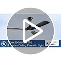 Depuley 52-Inch Black Ceiling Fan with Light and Remote - Outdoor & Indoor Reversible 6-Speed
