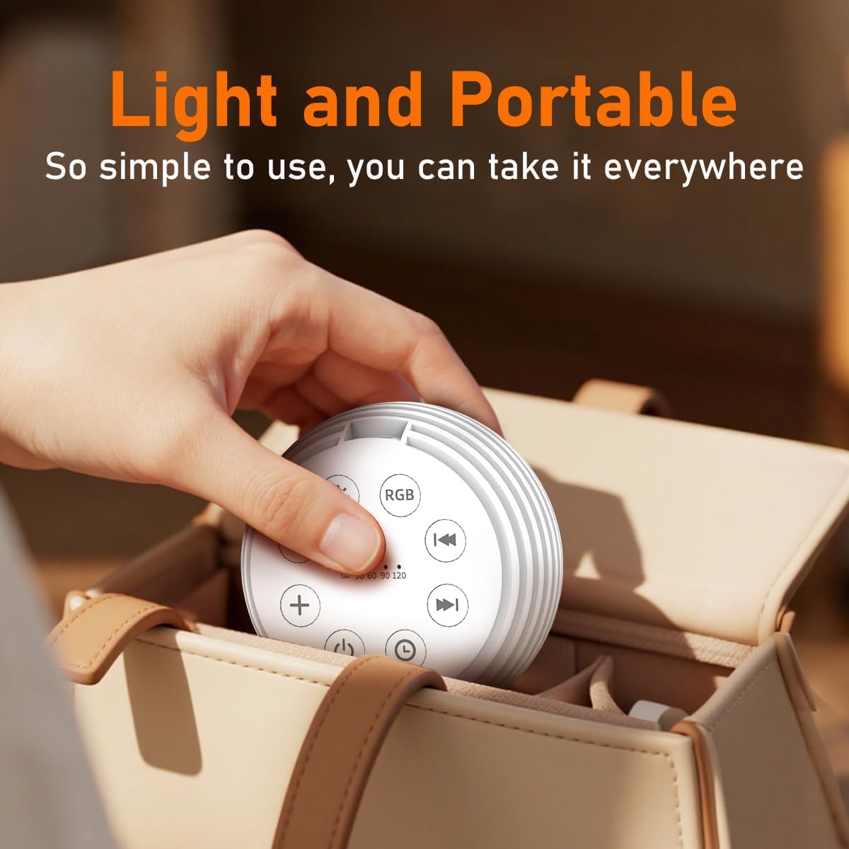 SleeZOO Portable Sound Machine - 30 Soothing Sounds, 32 Volume Levels, Rechargeable | Ideal for Sleep & Travel
