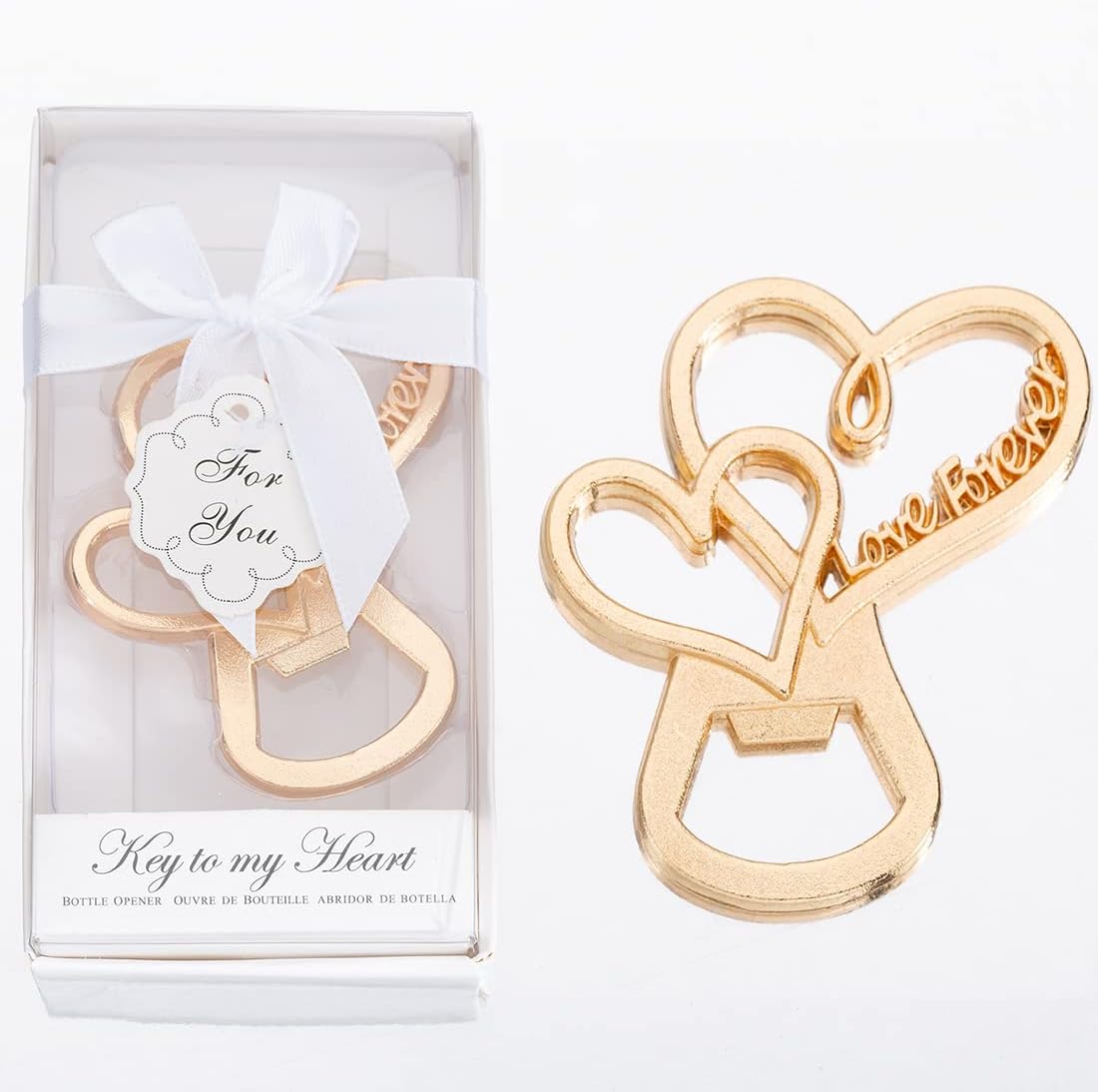 50 Packs New Love Forever Design Heart Shape Bottle Openers for Wedding Favors to Guests, Bridal Shower Party Gifts, Souvenirs or Decorations for Guests (heart design)