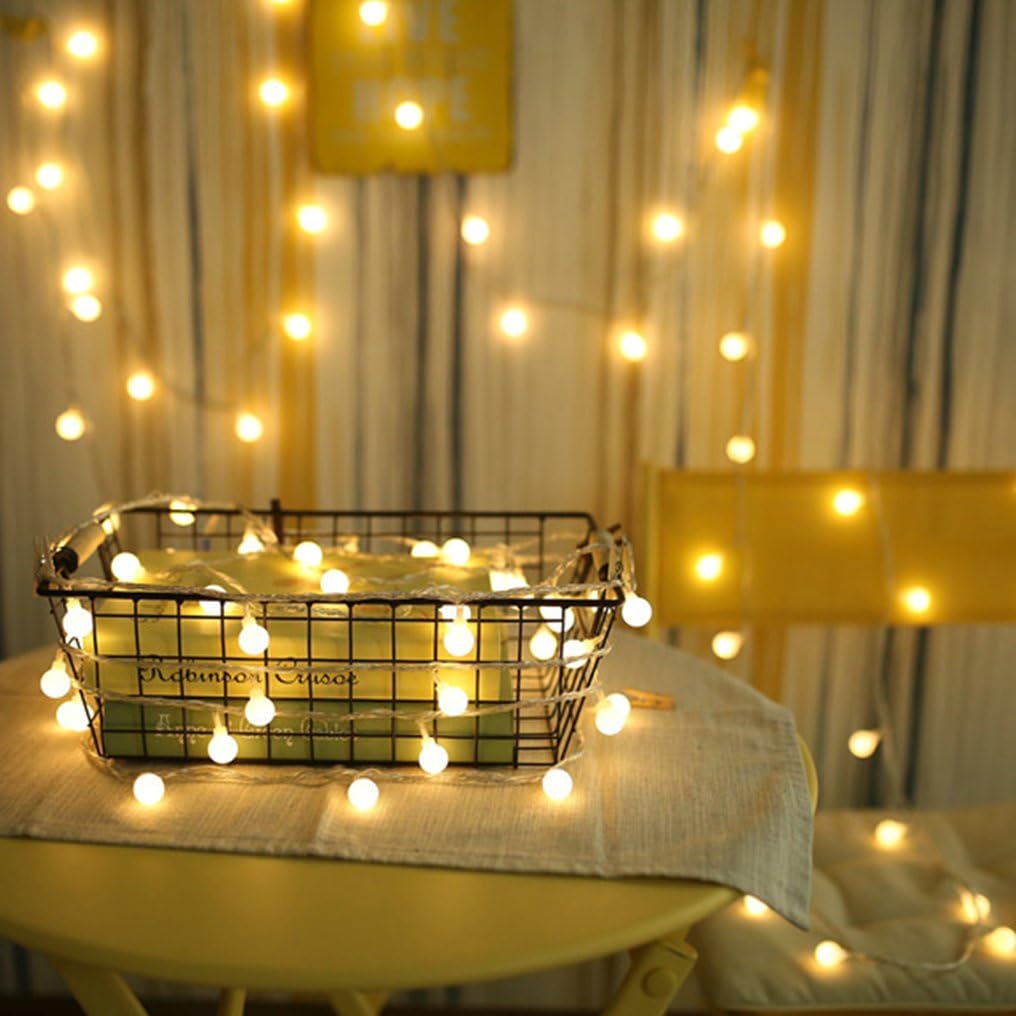 ZIMINGU LED Ball String Lights - 19.6FT 40 LEDs Waterproof Fairy Lights with Remote Control | Warm White Decor for Parties & Weddings