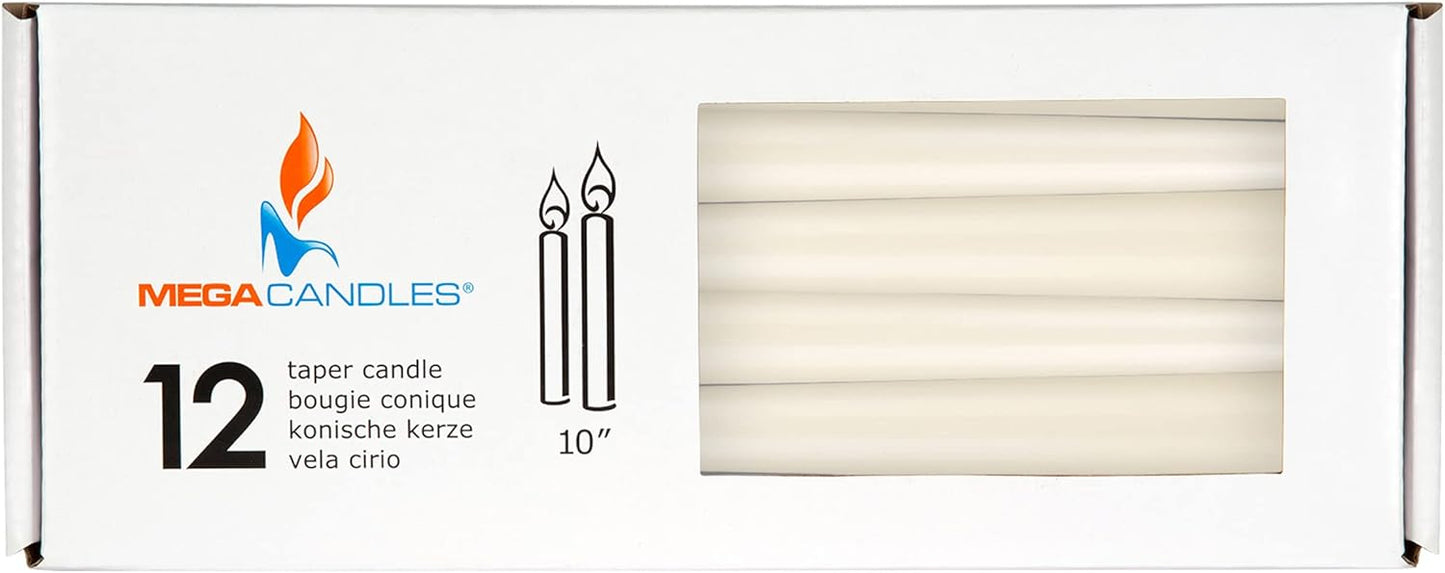 12-Pack Unscented Red Taper Candles - 10 Inch Hand Poured Wax for Home Décor & Weddings