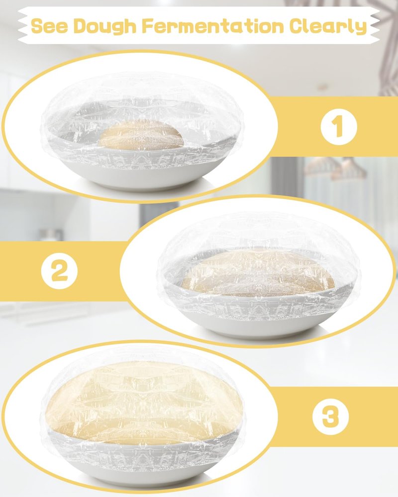 Plastic Bowl Covers for Sourdough Bread Proofing Large Disposable Elastic Food Wraps Fits 12-inch Bowls, Shower Caps for Banneton Bread Proofing Basket Plastic Food Wrap Can Covers 100 Pcs