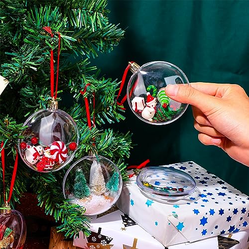 200 Pcs Clear Fillable Plastic Christmas Ornament Balls - Holiday Decorations