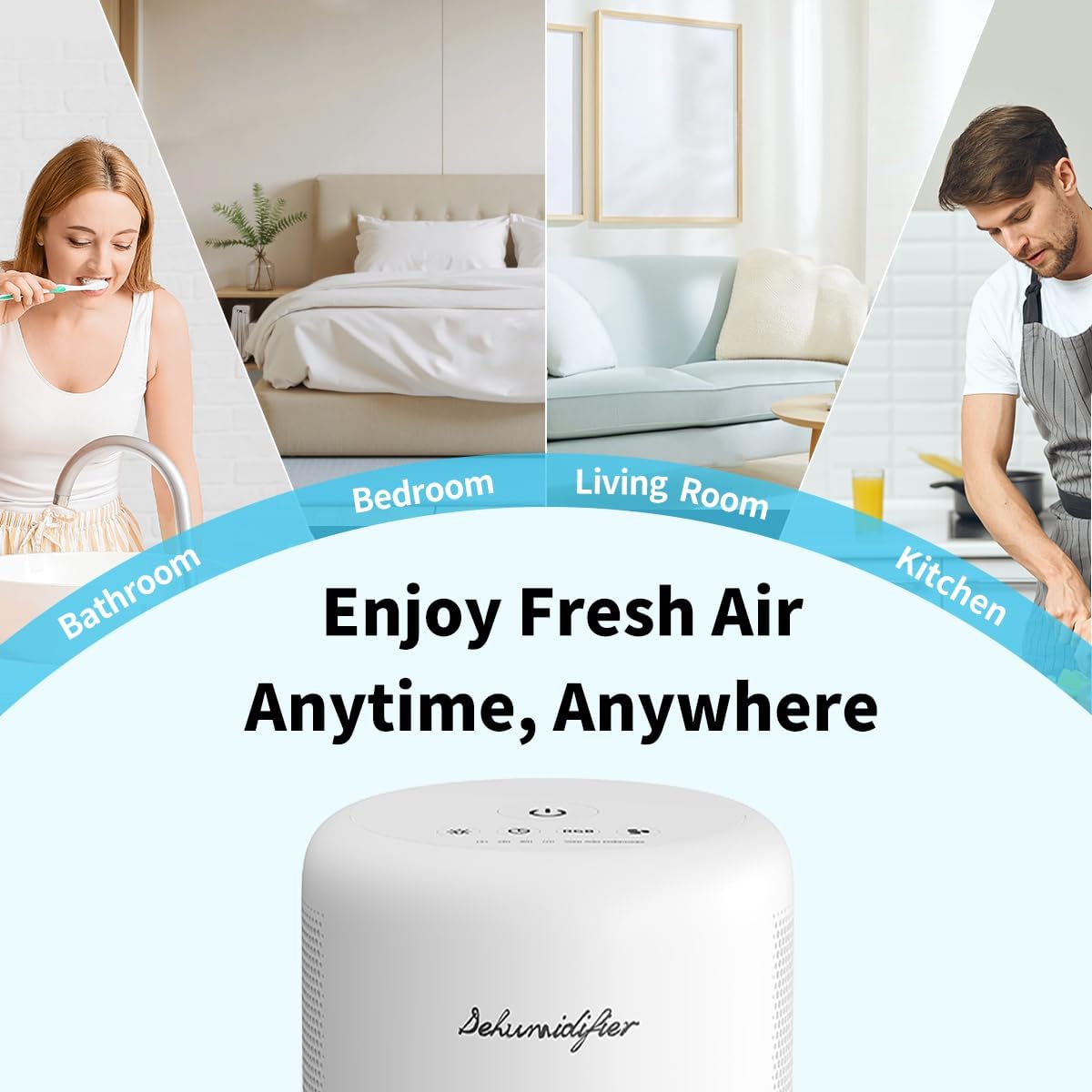 Skiennix Dehumidifier - Compact & Quiet 44oz Water Tank | Auto Defrost, 10 Colors, 4 Timer Options