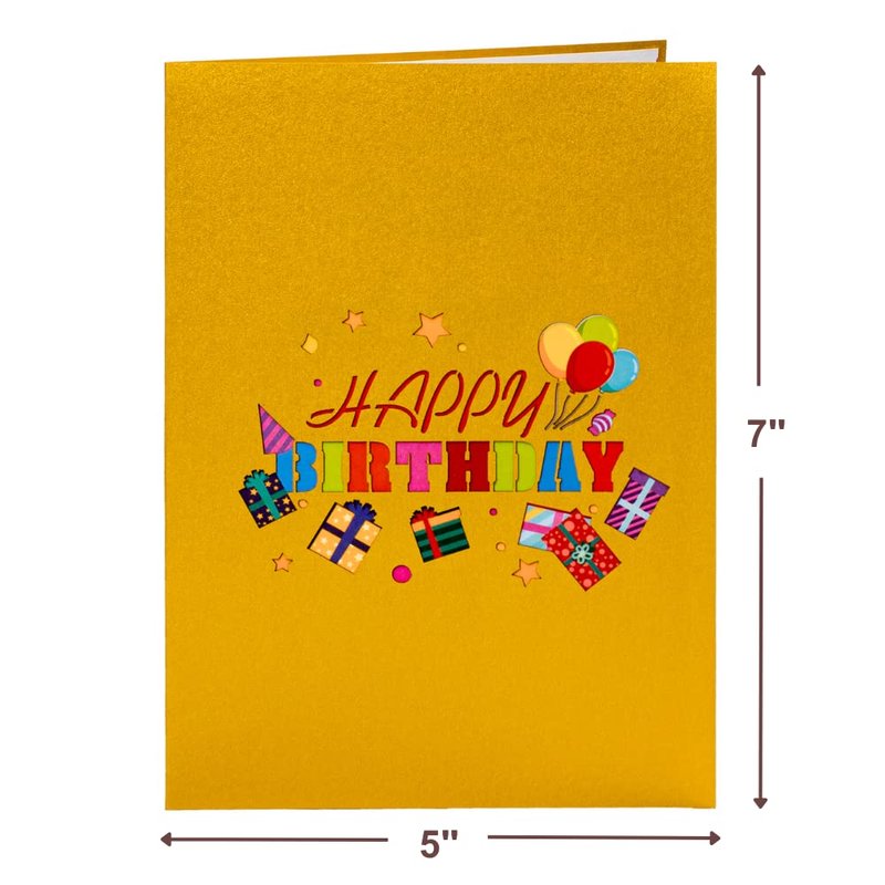 Paper Love Happy Birthday Pop Up Card, For Adults and Kids - 5" x 7" Cover - Includes Envelope and Note Tag (Happy Birthday)