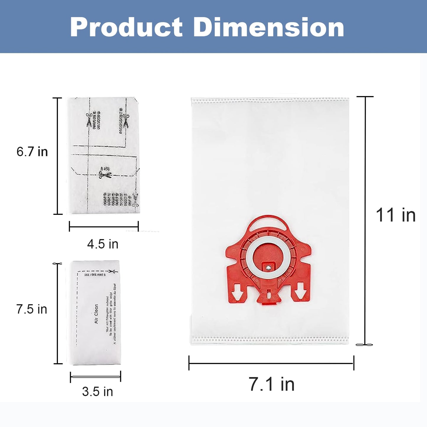 24 Pack 3D Airclean Vacuum Bag Replacement for Miele FJM Vacuum Compact C2 Compact C1 Complete C1 S241 S290 S300i S500 S700 S4 S6 Series With 6 Motor Protection Filters 6 AirClean