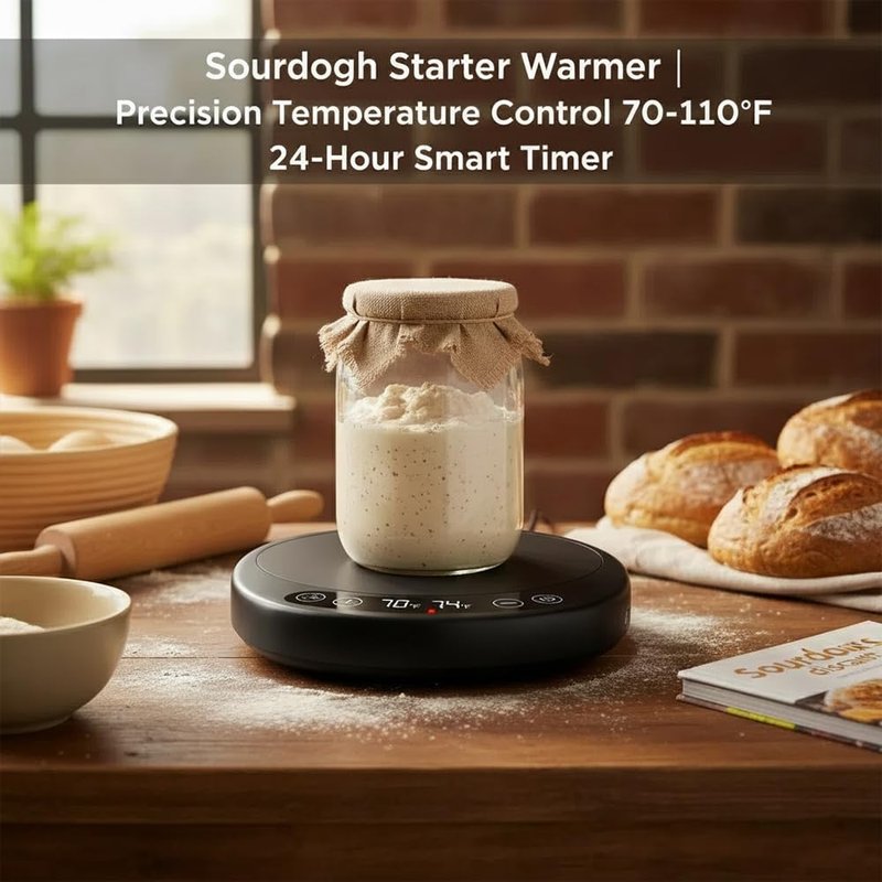 Risecret Pro 2026 Larger Sourdough Starter and Dough Warmer– Upgraded with Real-Time Dough Probe, Dual-Temp Display, 70-110°F Precision Control, 24H Timer Game Changer for Home Bakers Black