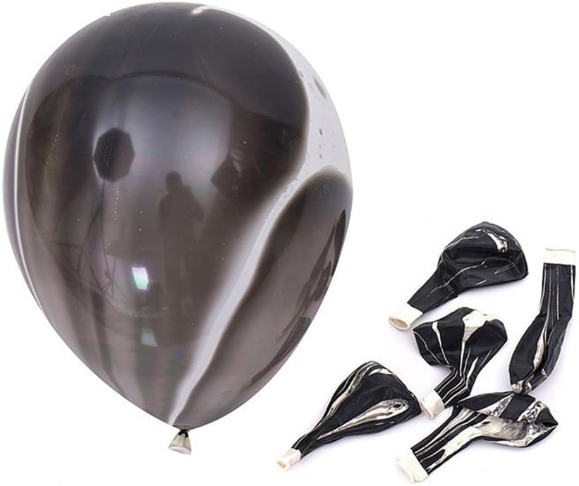 Skiennix 12-Inch Marble Latex Balloons - Black, White & Grey Rainbow Design for Weddings & Parties