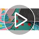 Pink Christmas Kitchen Rugs Set with Xmas Tree & Snowflake Decorations - Non Slip, 2 Pack, Christmas Tree Variation