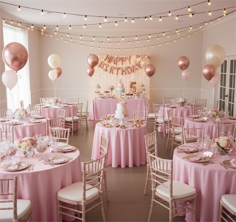 sancua Round Tablecloth 108 Inch Diameter, 6 Pack - Circle Polyester Fabric Table Cloth for Wedding Party Reception Banquet Birthday, Washable Christmas Table Cover (Fit 42-96 Inch Tables), Pink