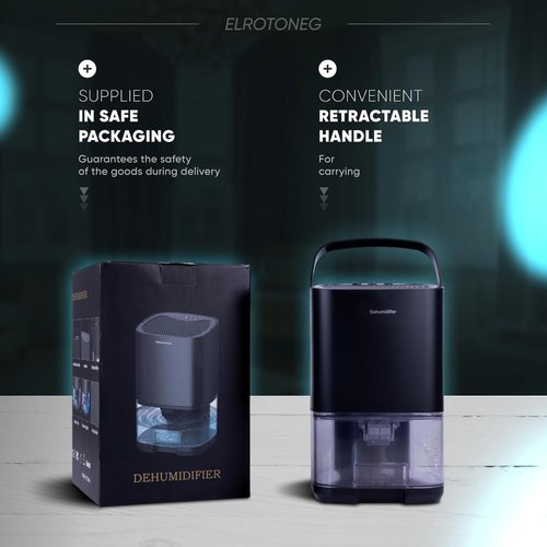 ELROTONEG Dehumidifier - Compact 35 OZ Water Tank for 300 sq. ft | Auto-Off, Sleep Mode & LED Lighting (Black)