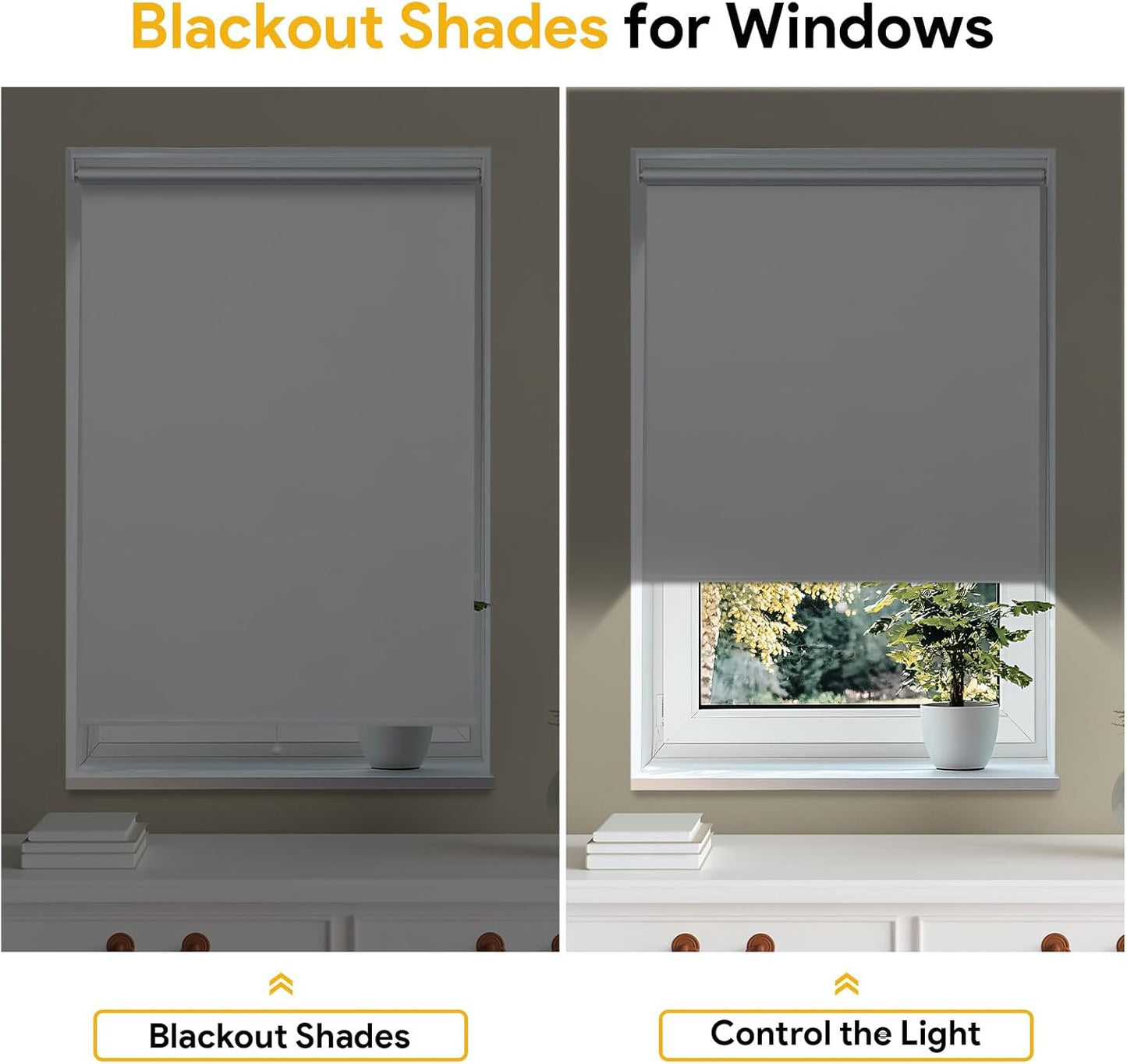 Sunfree Blackout Roller Shades Window Shades Cordless Blackout Window Blinds with Thermal Insulated for Bedroom,Office,48" W x 72" H,White