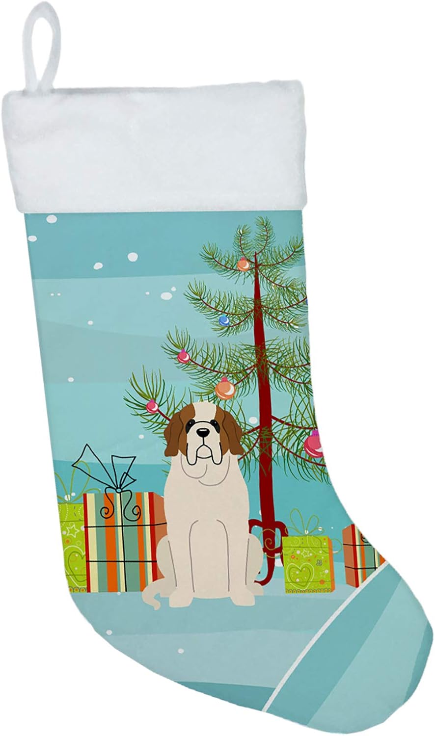 Merry Christmas Tree Dogue de Bordeaux Stocking - Festive Fireplace Decor for Holidays