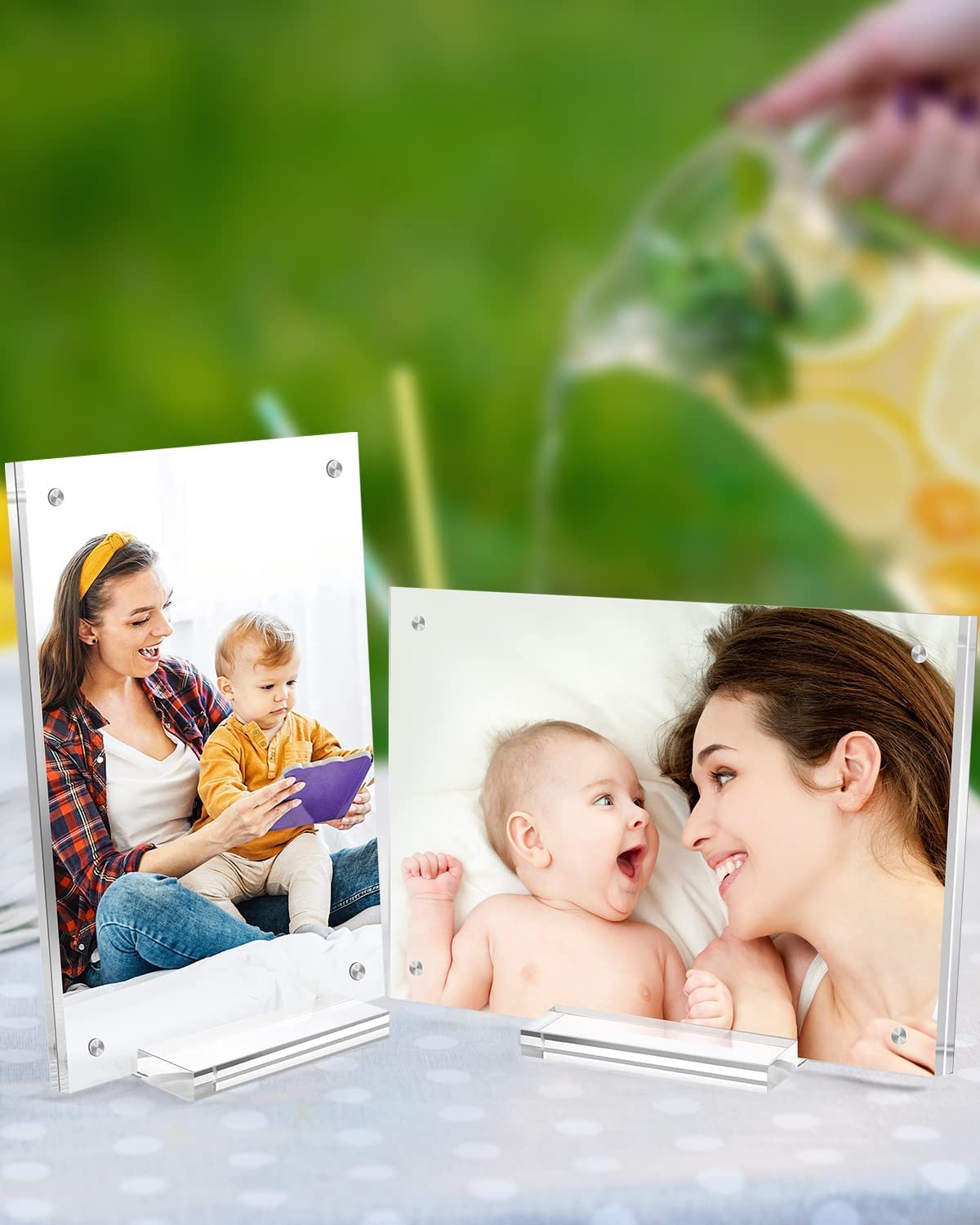 JUOIFIP 1 Pack Acrylic Picture Frame 11×14 Clear Double Sided Magnetic Photo Frame - Frameless Baby Friend Family Picture Desktop Display with Support Stand and Gift Boxes