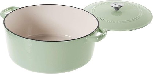 Cuisinart Enameled Cast Iron Round Casserole - Mint Green, 7-Quart | Classic Chef's Design