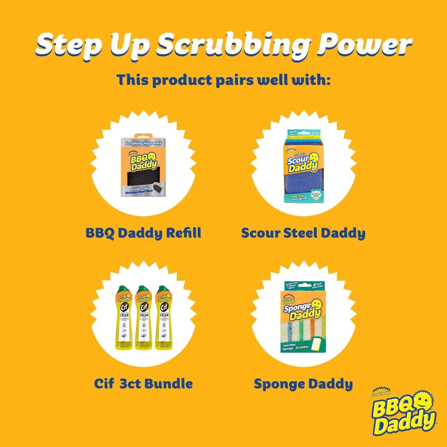 Scrub Daddy BBQ Daddy Refill Heads - Wire Bristle-Free BBQ Cleaning Brush with Scraper & Bottle Opener