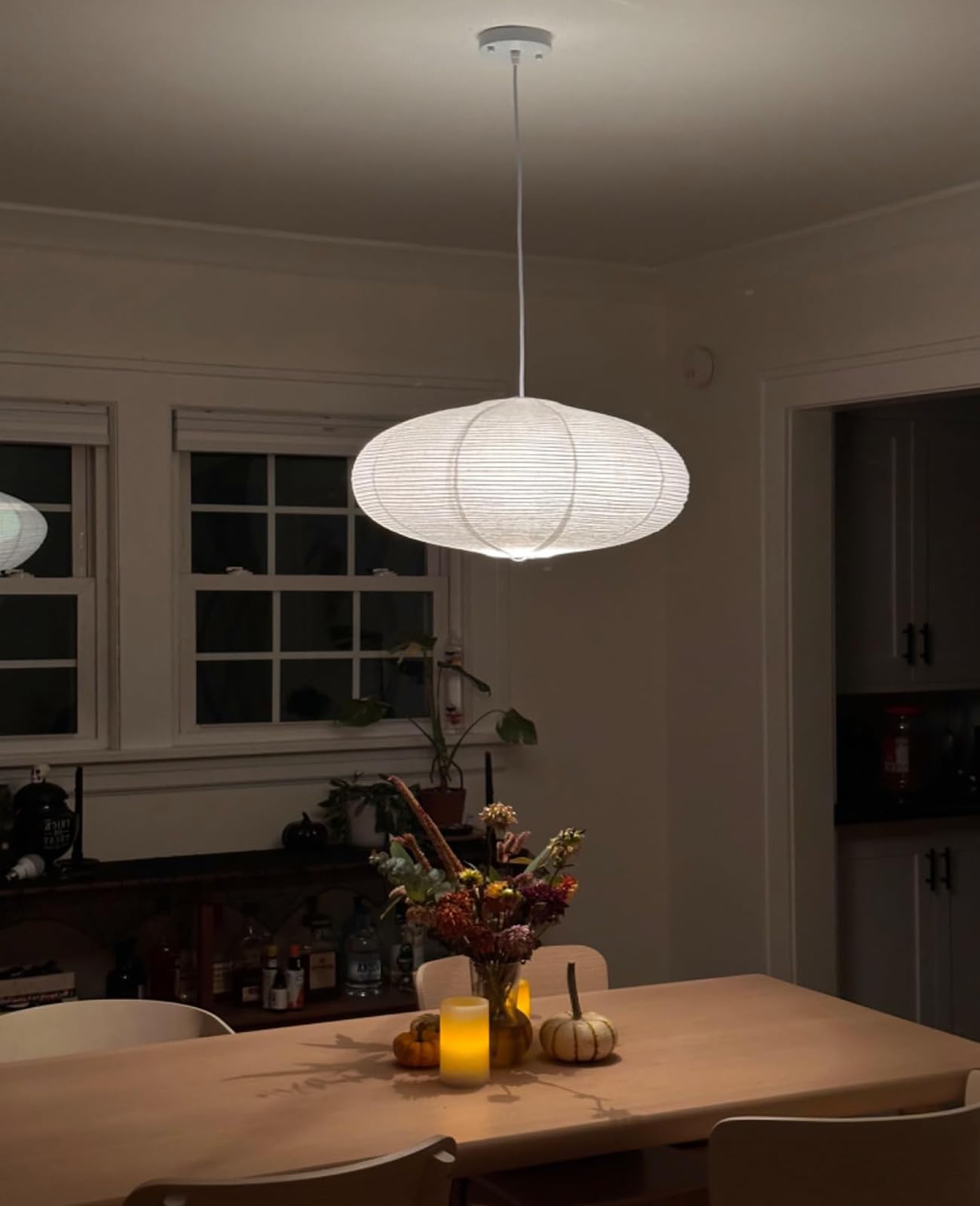 White Oval Paper Lanterns-16.54" Large Hanging Paper Lantern Lamp, Chinese/Japanese Paper Pendant Lampshade for Party Decoration, Wedding, Home Decor Paper Ceiling Lampshade(1 Pack)