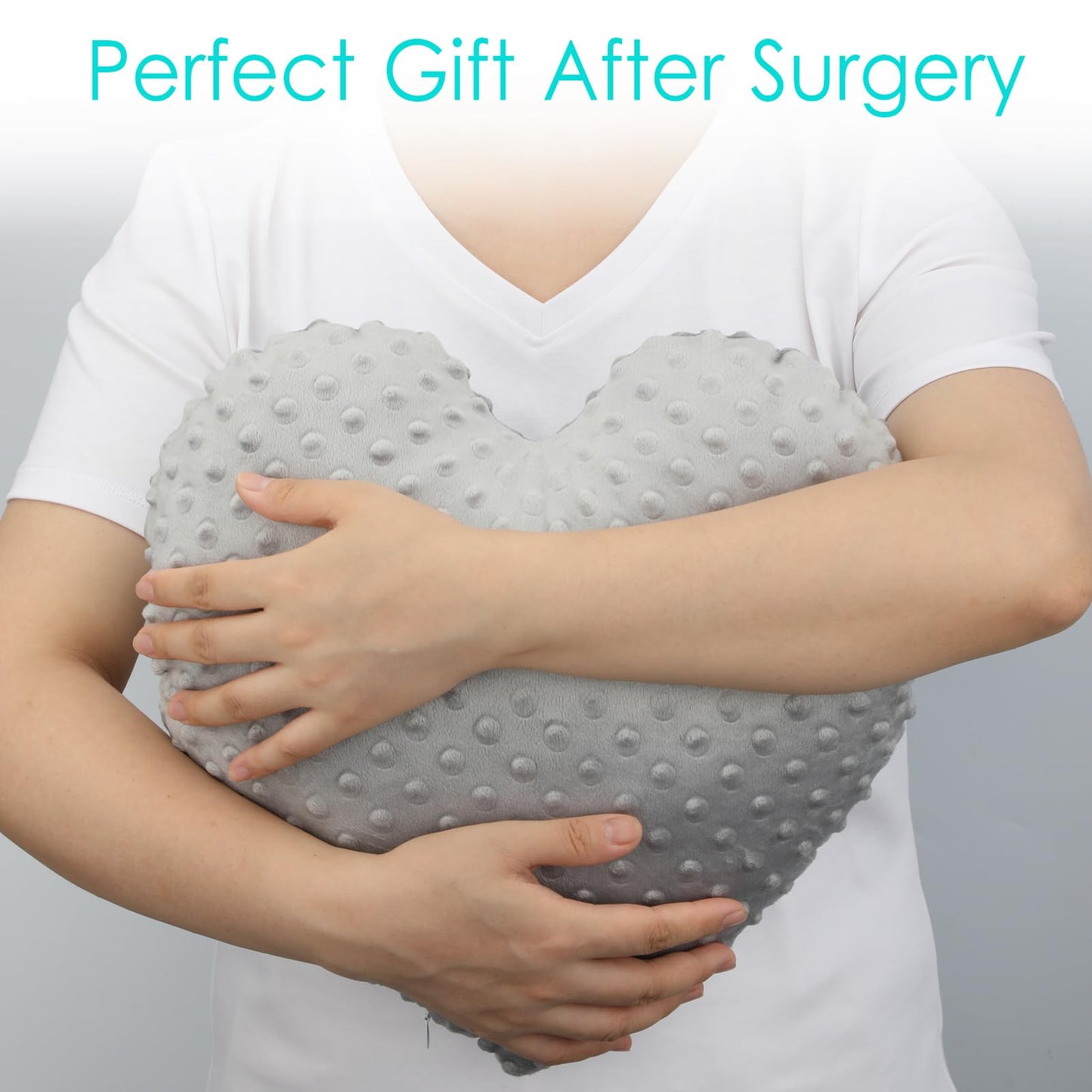 Heart Surgery Pillow for Open Heart Surgery After Bypass Coughing with Pocket Comfort Cushion Recovery Gifts Women Men Patients Minky Dot Light Gray