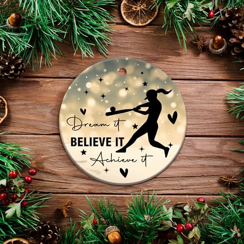 MEDROC Cor2 Softball Girl Christmas Ornament - 3-Inch Ceramic Team Gift