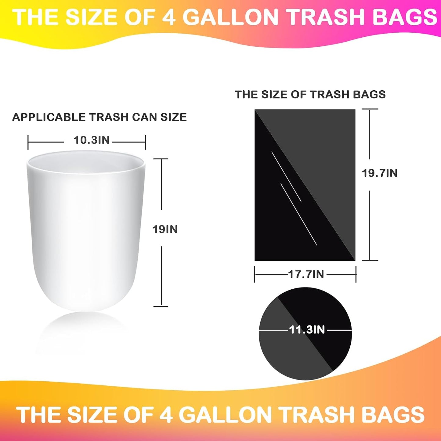 Skiennix 4 Gallon Drawstring Trash Bags - 120 Count, Durable Black Waste Disposal Solution
