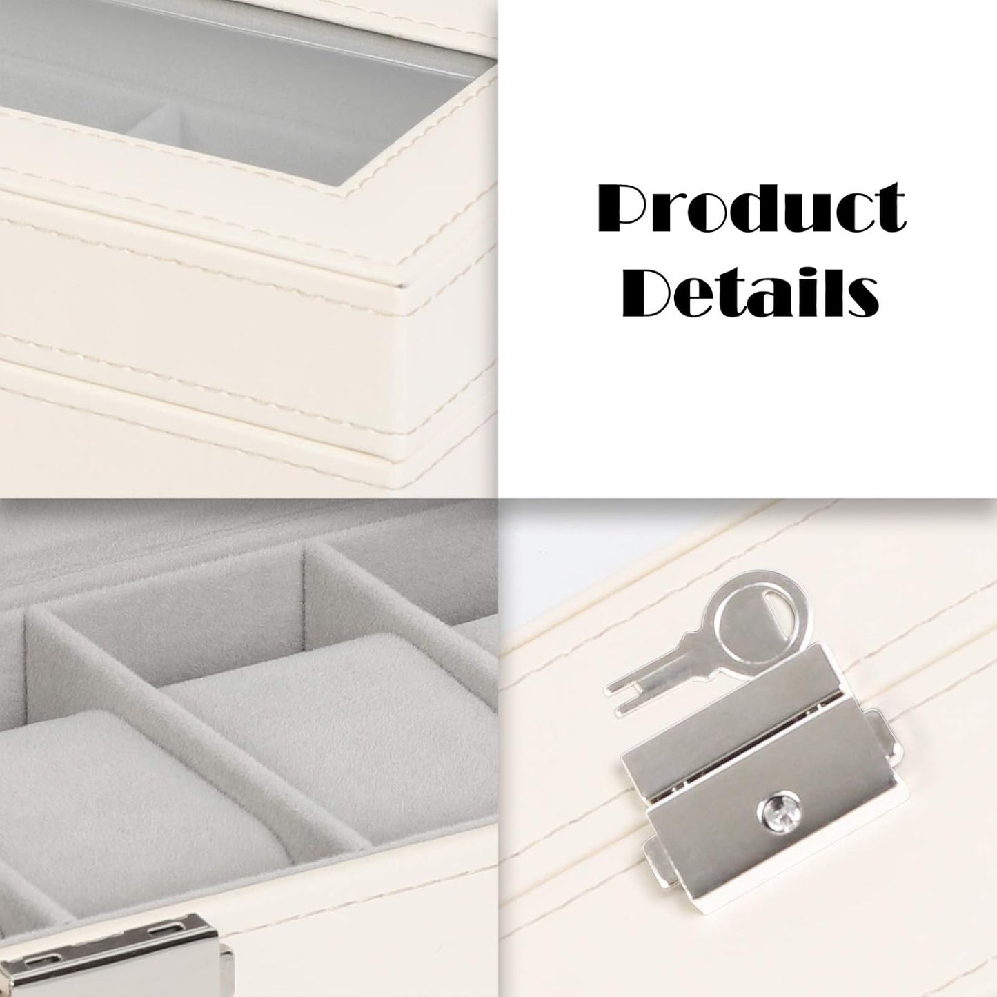 Men's Black 6-Slot Watch Box Organizer | Elegant Display & Storage Case
