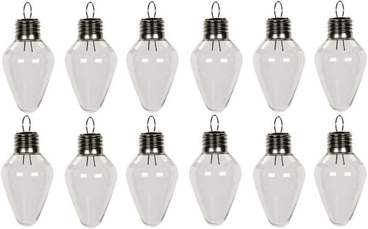 Clear Plastic Bulb Christmas Ornaments 100mm (4 Inch) - Shatterproof 12 Pack for DIY Decorating