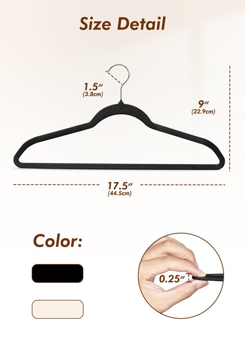 HOUSE DAY Black Velvet Hangers 50 Pack - Non Slip Felt Hangers Closet Essentials, Premium Space Saving Hanger, Gentle on Clothes, Sturdy Shoulder Design