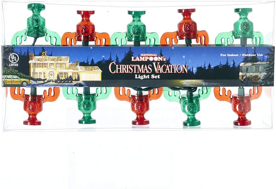National Lampoon Moose Mug Light Set - 10-Count Red & Green Holiday Lights