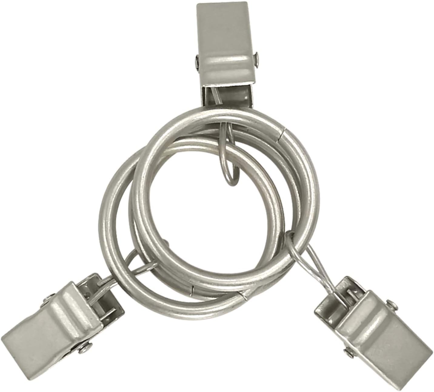 Skiennix 44 Pack Metal Curtain Rings - Durable Drapery Clips with 1 Inch Inner Diameter | Matte Silver Finish