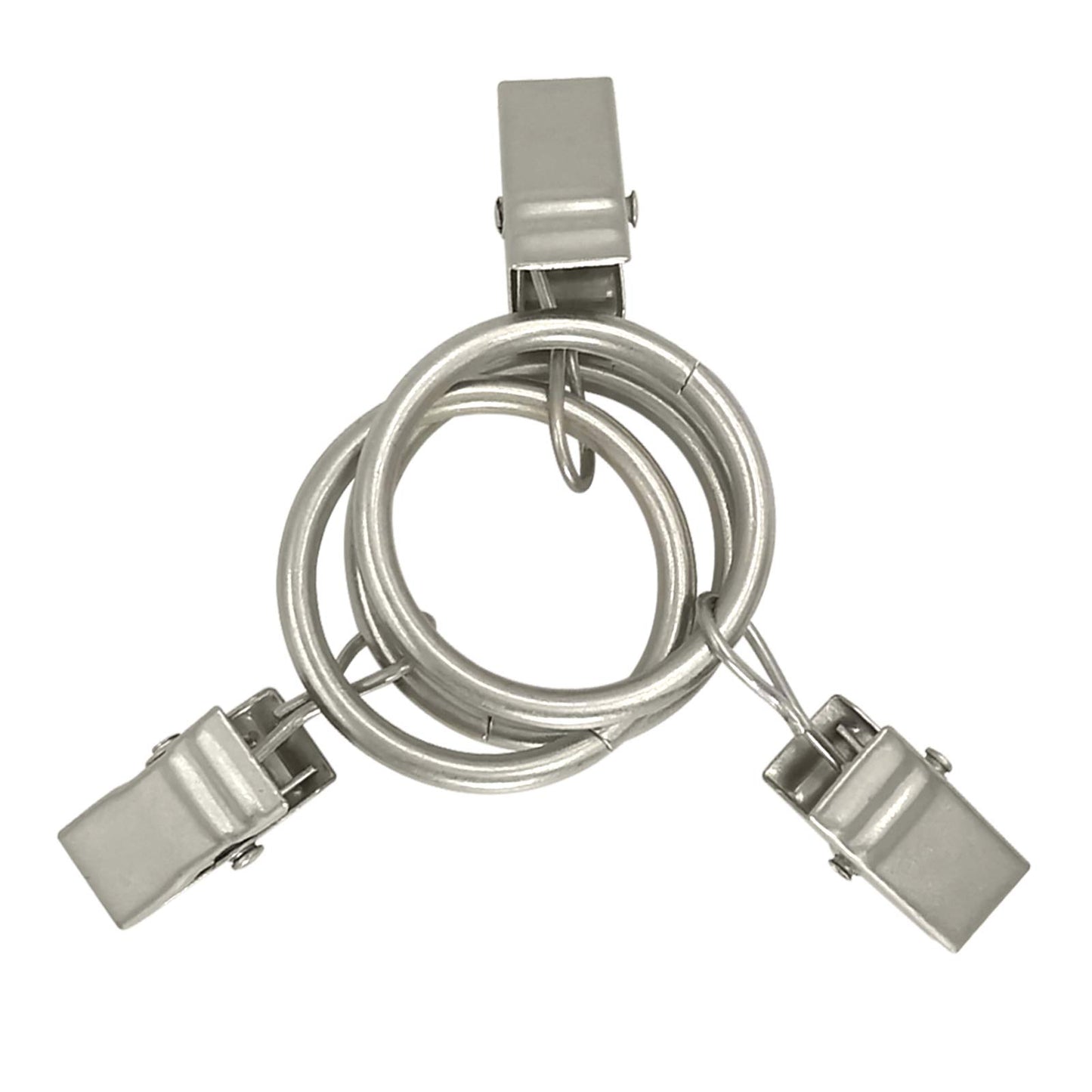 AMZSEVEN 44 Pack Metal Curtain Rings with Clips, Drapery Clips with Rings, Drapes Rings 1 inch Inner Diameter, Fits Diameter 5/8 inch Curtain Rods, Matte Silver
