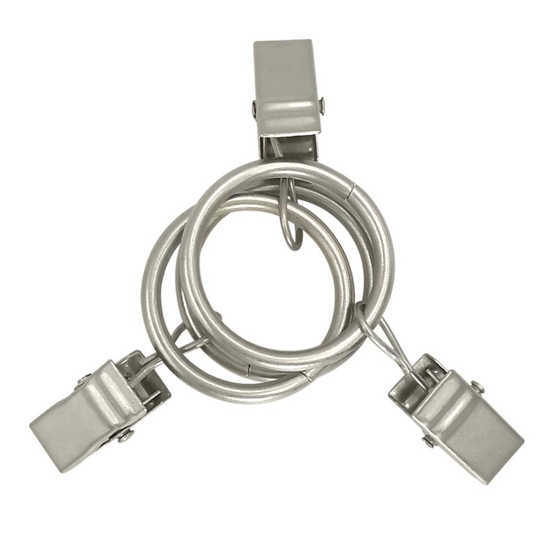 AMZSEVEN 44 Pack Metal Curtain Rings with Clips, Drapery Clips with Rings, Drapes Rings 1 inch Inner Diameter, Fits Diameter 5/8 inch Curtain Rods, Matte Silver