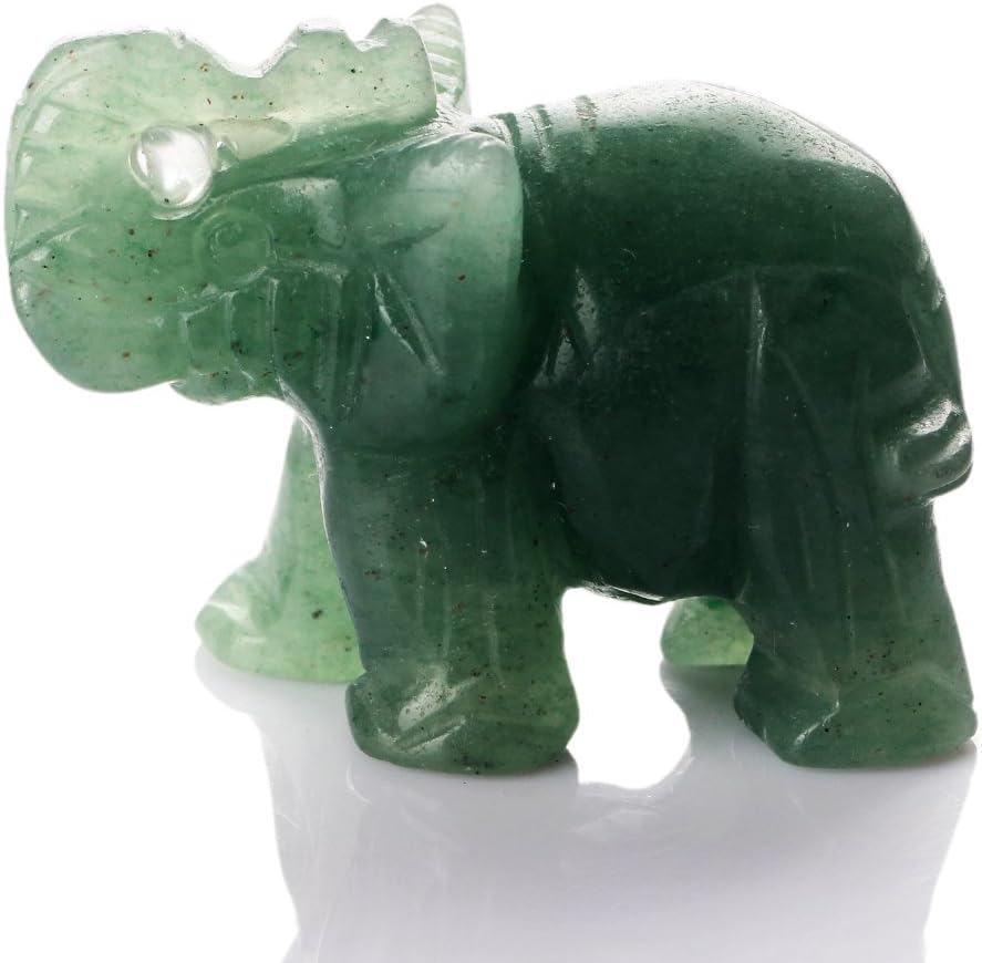 Opal Opalite Elephant Statue - 1.5" Natural Stone Carved Figurine for Chakra Healing